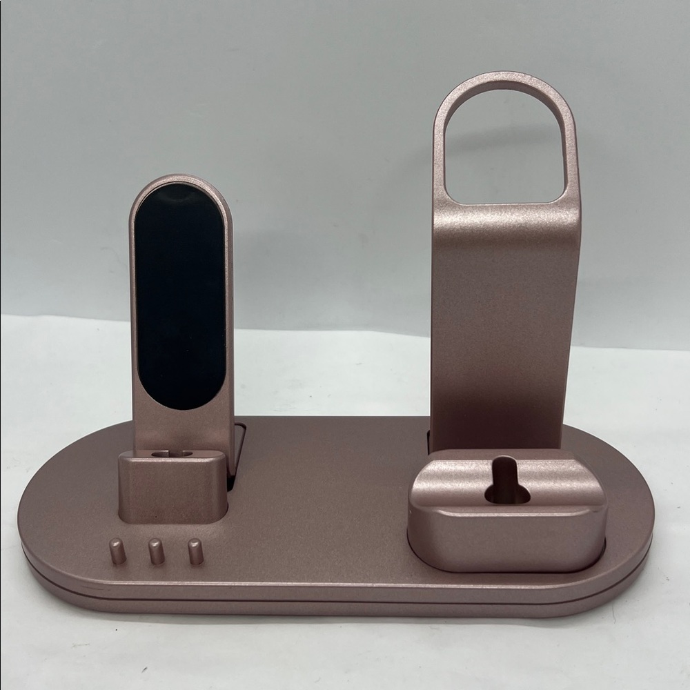 3 in 1 Charging Stand Rose Gold Colored Metal for iPhone Watch Air Pods Preowned